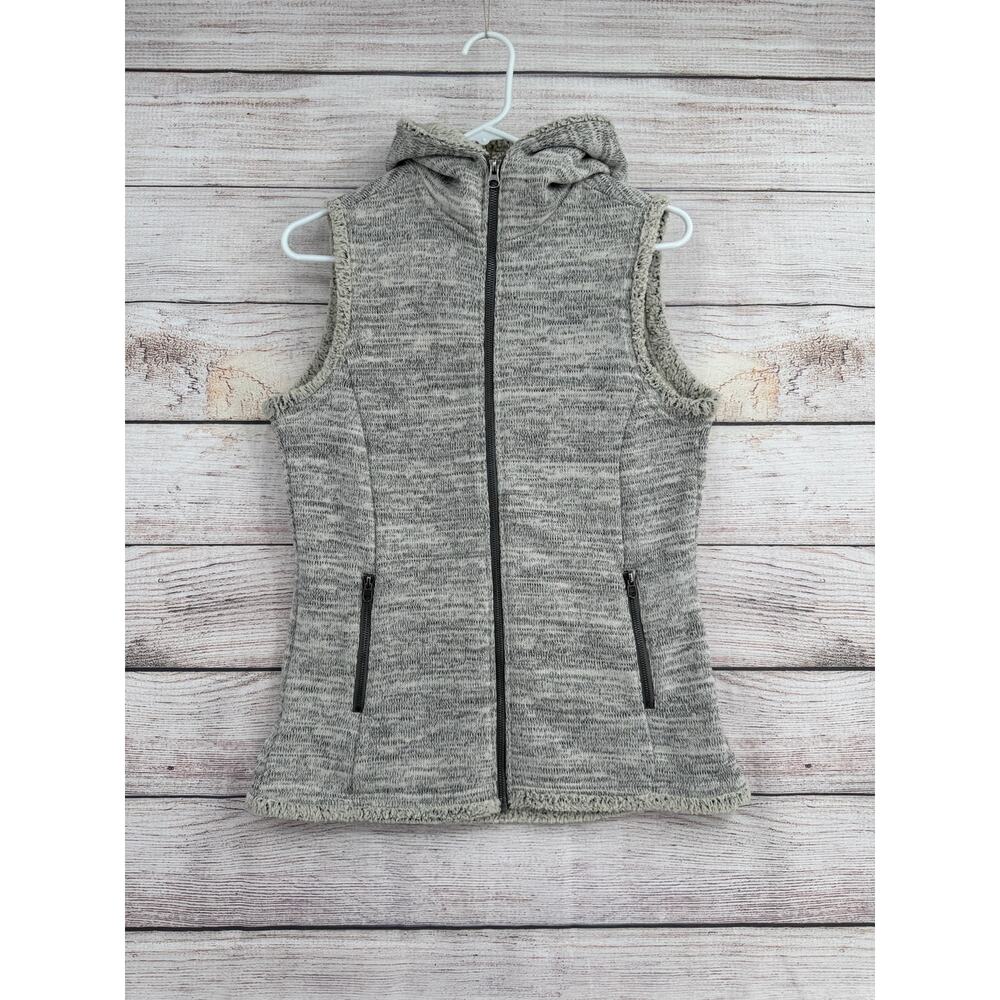 Kuhl Alaska Hooded Sherpa Lined Zip Up Vest Womens M Heathered Gray Full Zip
